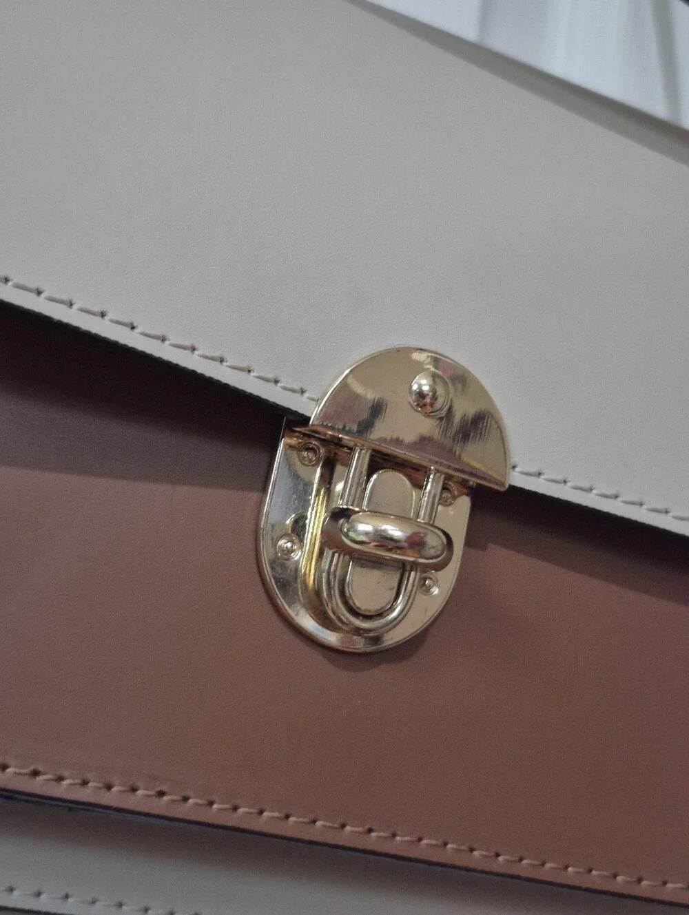 Isadora Italian Leather Satchel With Crossbody Stap Cream And Brown